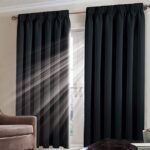 Pencil Pleat Tape Top Room Darkening Thermal Blackout Curtain Pair Heavy Insulated Curtain Panels Black
