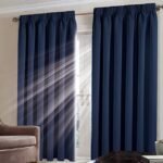 Heavy Insulated Thermal Blackout Curtains Pair Pencil Pleat Tape Top Room Darkening Curtain Panels Blue