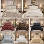 Bridal Jacquard Bedspread 3 Piece Quilted Bedding Set with Pillow Shams 300GSM Filling with Piped Edges