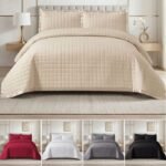 Luxury Quilted Bedspread Set with Pillow Shams Elegant Comfort Throw Coverlet Bedding Set