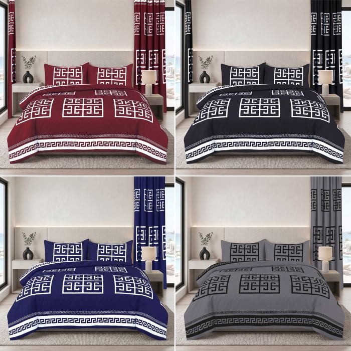 college_2_3 Duvet Quilt Cover Set Greek Design 3P Bedding Set Matching Pillowcase Microfiber - Image 1