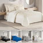 3 Piece Quilted Bedspread Set Heavy Jacquard Paisly Floral Patterned Bed Throw with Pillow Shams