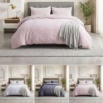 Duvet Cover Bedding Set Luxury 100% Pure Cotton Waffle Textured Quilt Cover Set with Pillowcases