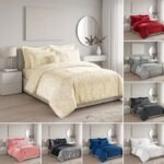 Crushed Velvet Duvet Cover Bedding Set – Soft Velvet Quilt Cover Set with Pillow Cases