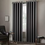 Insulated Heavy Thermal Blackout Curtains Pair Ring Top Eyelet Darkening Arlesa Grey Curtain Panels