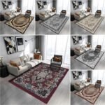 Traditional Medallion Rug Soft Polyester Area Rug with Non Slip Felt Backing Washable Living Room Bedroom Hallway Rug