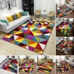 Multi Colour Large Rug Geometric Carpet Living Room Bedroom Area Rug Hallway Runner Floor Mat