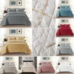 Embossed Ruffle Quilted Bedspread Set with Pillow Shams Luxury Bedding Throw