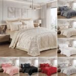 Bedspread Set Crushed Velvet 3 Piece Quilted Luxury Bedding with Pillow Shams