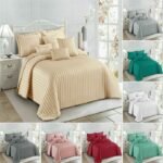 Luxury Quilted Bedspread 3 Piece Embossed Comforter Set with Pillow Shams Soft Bedding Throw