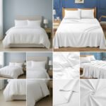 Hotel Quality Cotton Rich White Bedding TC 144 – Duvet Cover Set & Flat Sheet – Soft, Durable, Easy Care Bed Linen